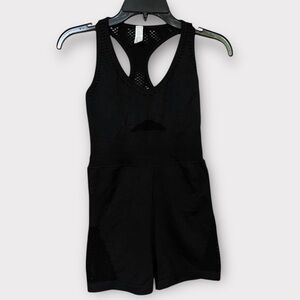 Offline By Aerie Women’s Black Medium Seamless Mesh One Piece Activewear Romper